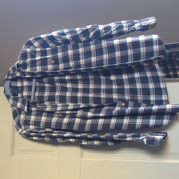 White/gray/burnt orange flannel - Picture 1 of 2